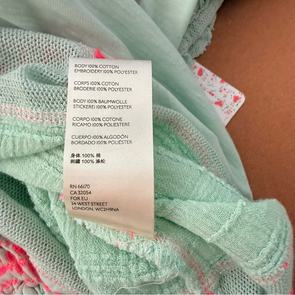 Free People persuasion top Mint Green Tunic with Pink Embroidery size small. NWT - Picture 8 of 10